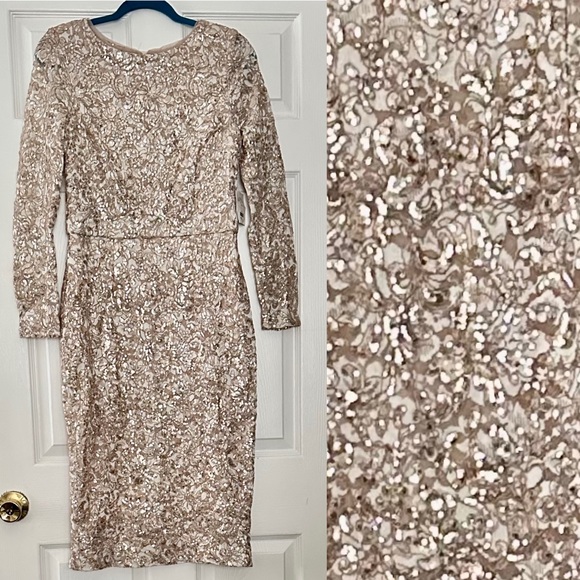 XSCAPE
Midi shimmer Lace Long Sleeve cocktail prom wedding Dress Size 12 - Picture 14 of 14